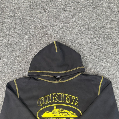Corteiz Alcatraz Contrast Hoodie Black Yellow