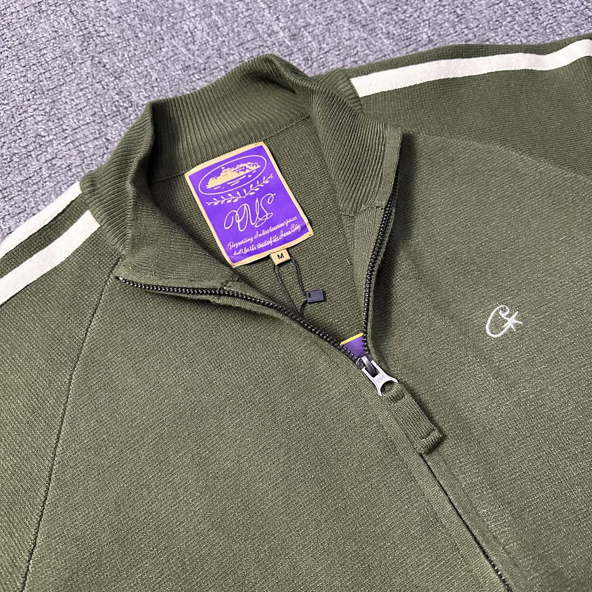 Corteiz Cream Knit Zip Up Fleece