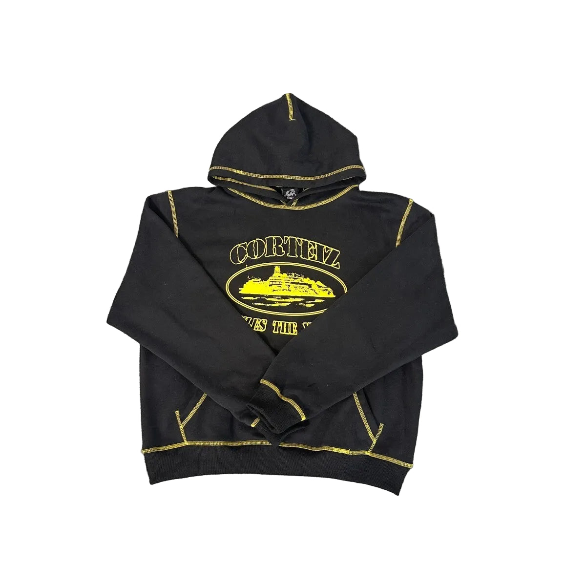 Corteiz Alcatraz Contrast Hoodie Black Yellow