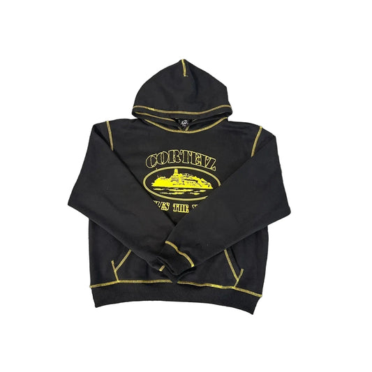 Corteiz Alcatraz Contrast Hoodie Black Yellow