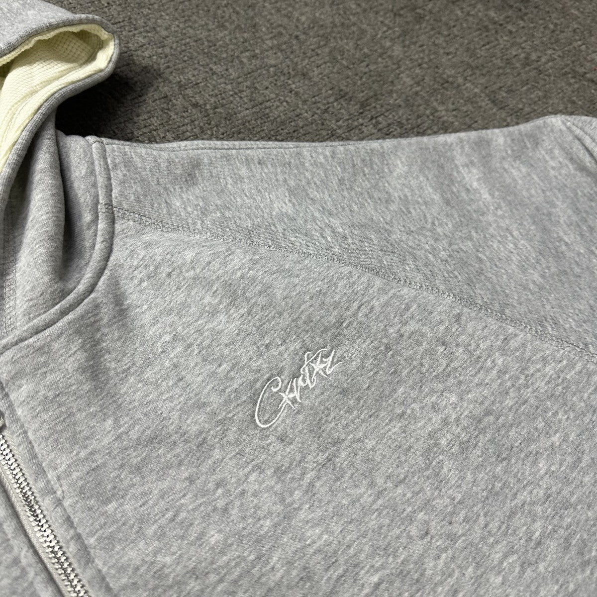Corteiz HMP Thermal Zip Up Gray Hoodie