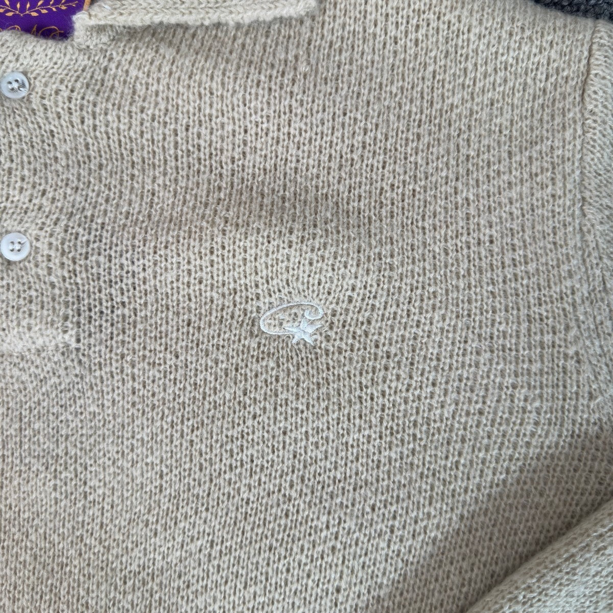 Corteiz Mohair Fuzzy Collar Sweater Cream