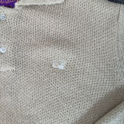 Corteiz Mohair Fuzzy Collar Sweater Cream