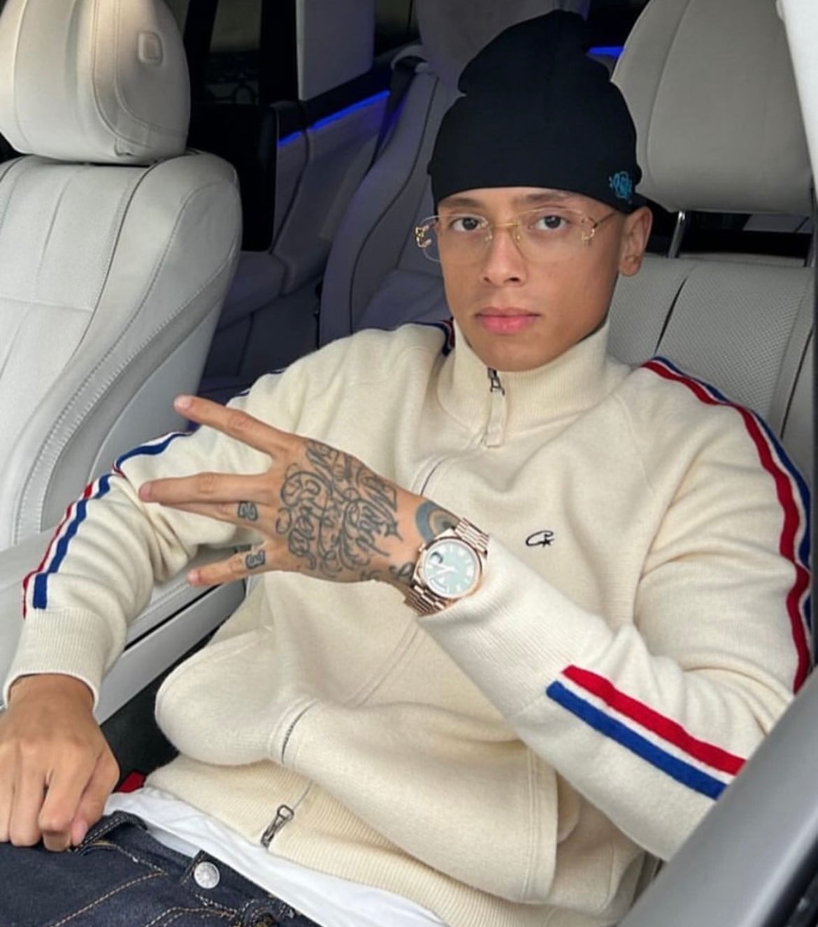 Corteiz Cream Knit Zip Up Fleece