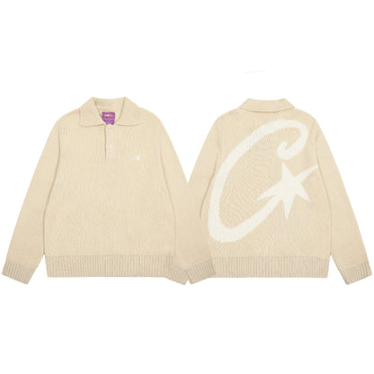 Corteiz Mohair Fuzzy Collar Sweater Cream