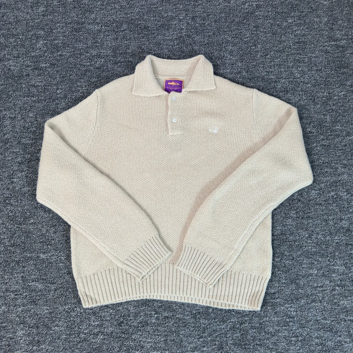 Corteiz Mohair Fuzzy Collar Sweater Cream
